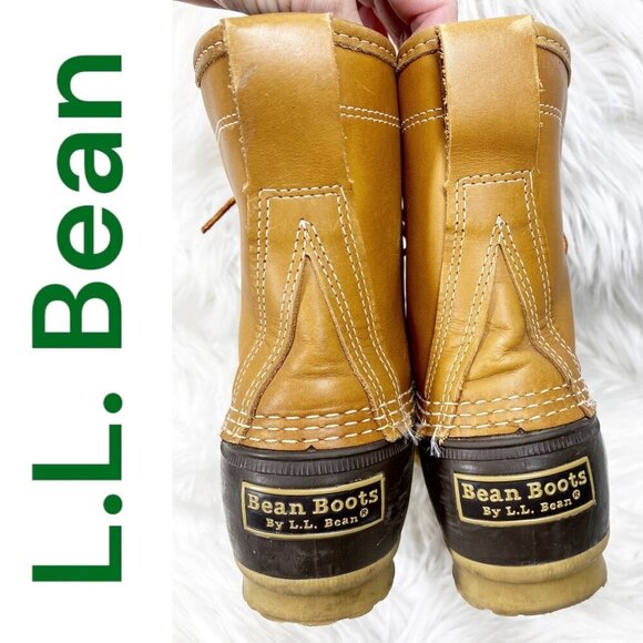 L.L. BEAN BROWN LEATHER DUCK RAIN BOOTS GORE-TEX THINSULATE OUTDOOR, SIZE 7 - Picture 6 of 15